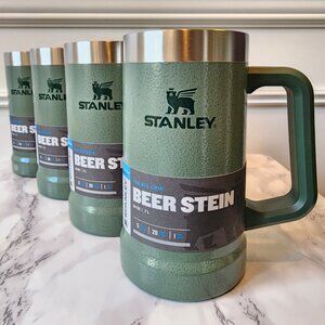 NIB SET OF FOUR Stanley Adventure Big Grip Beer Stein Hammertone Green 24 oz